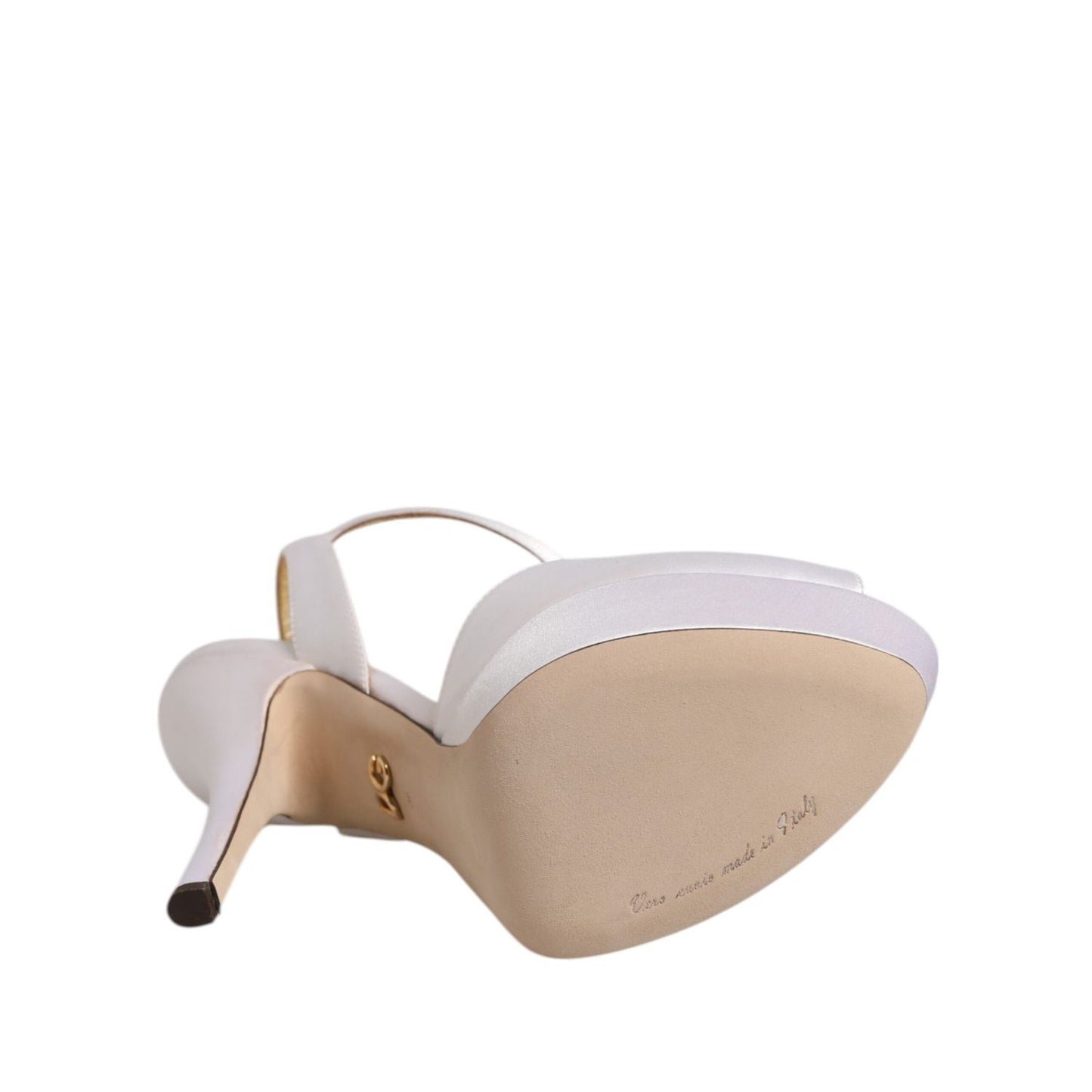 Dolce & Gabbana White Satin Platform Heels Sandals Shoes LA12886-39