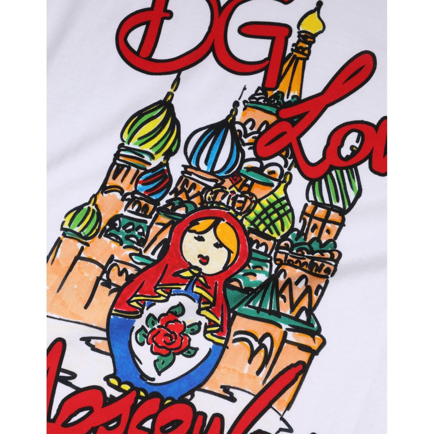 Dolce & Gabbana White DG Loves Moscow Cotton Crew Neck T-shirt