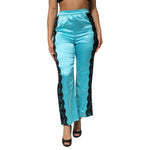 Dolce & Gabbana Blue Silk Garterized Straight Women Pajama Pants
