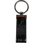 Dolce & Gabbana Black Leather Logo Metal Ring Keychain Holder Men Keyring
