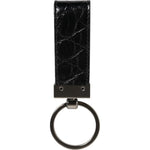 Dolce & Gabbana Black Leather Logo Metal Ring Keychain Holder Men Keyring