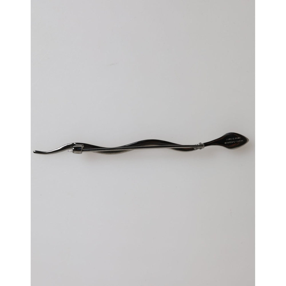 Dolce & Gabbana Black Brass Crystal Spilla Serpente Mens Brooch Pin