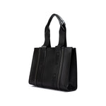 Chloé Black Woody Embroidered Logo Leather Medium Tote Bag