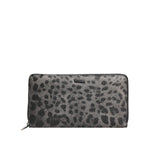 Dolce & Gabbana Black Gray Leopard Leather Zip Around Continental Wallet