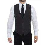 Dolce & Gabbana Gray Striped Formal Dress Gilet Vest VES10003-46