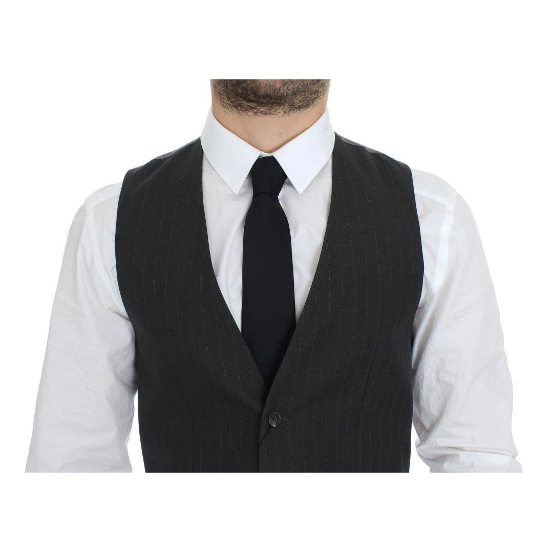Dolce & Gabbana Gray Striped Formal Dress Gilet Vest VES10003-46