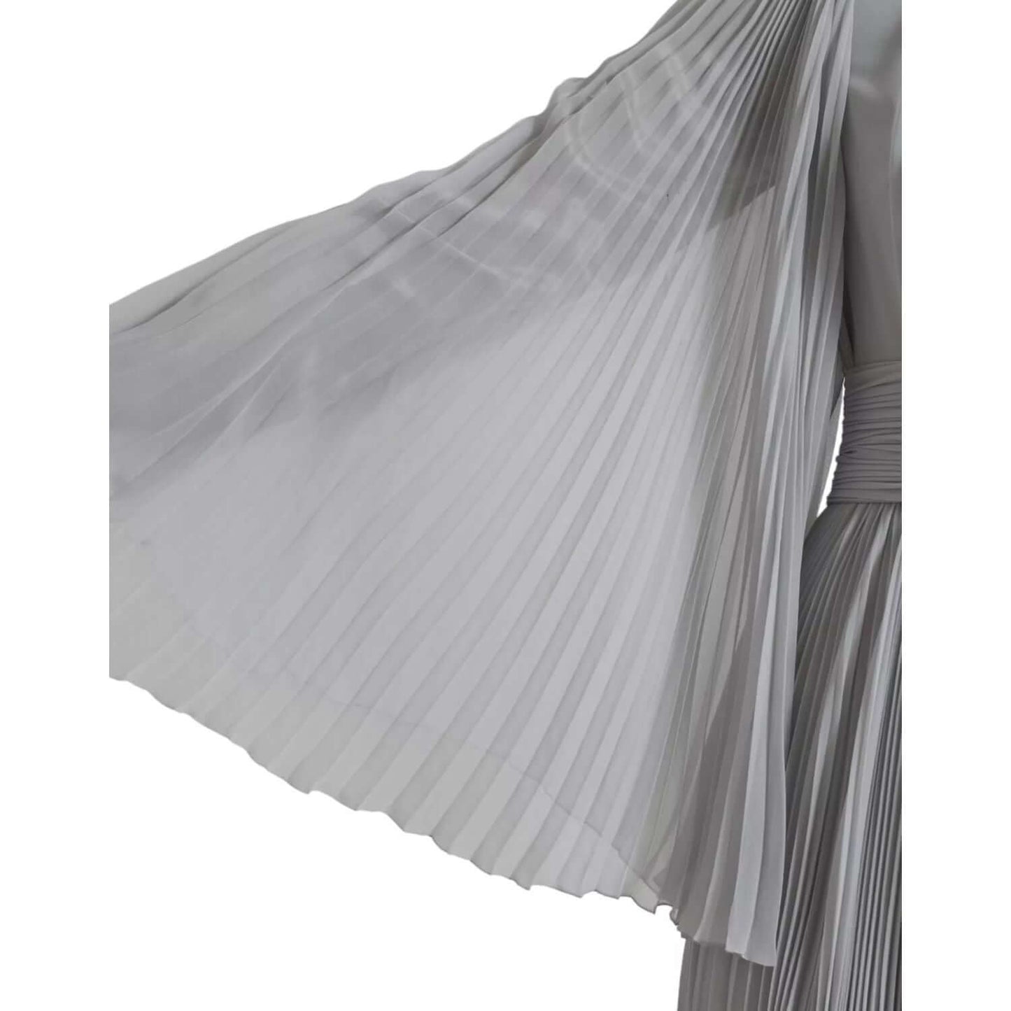 Dolce & Gabbana Light Grey Polyester Pleated Long Maxi Dress