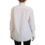 Dolce & Gabbana White Cotton Collared Long Sleeves Formal Top