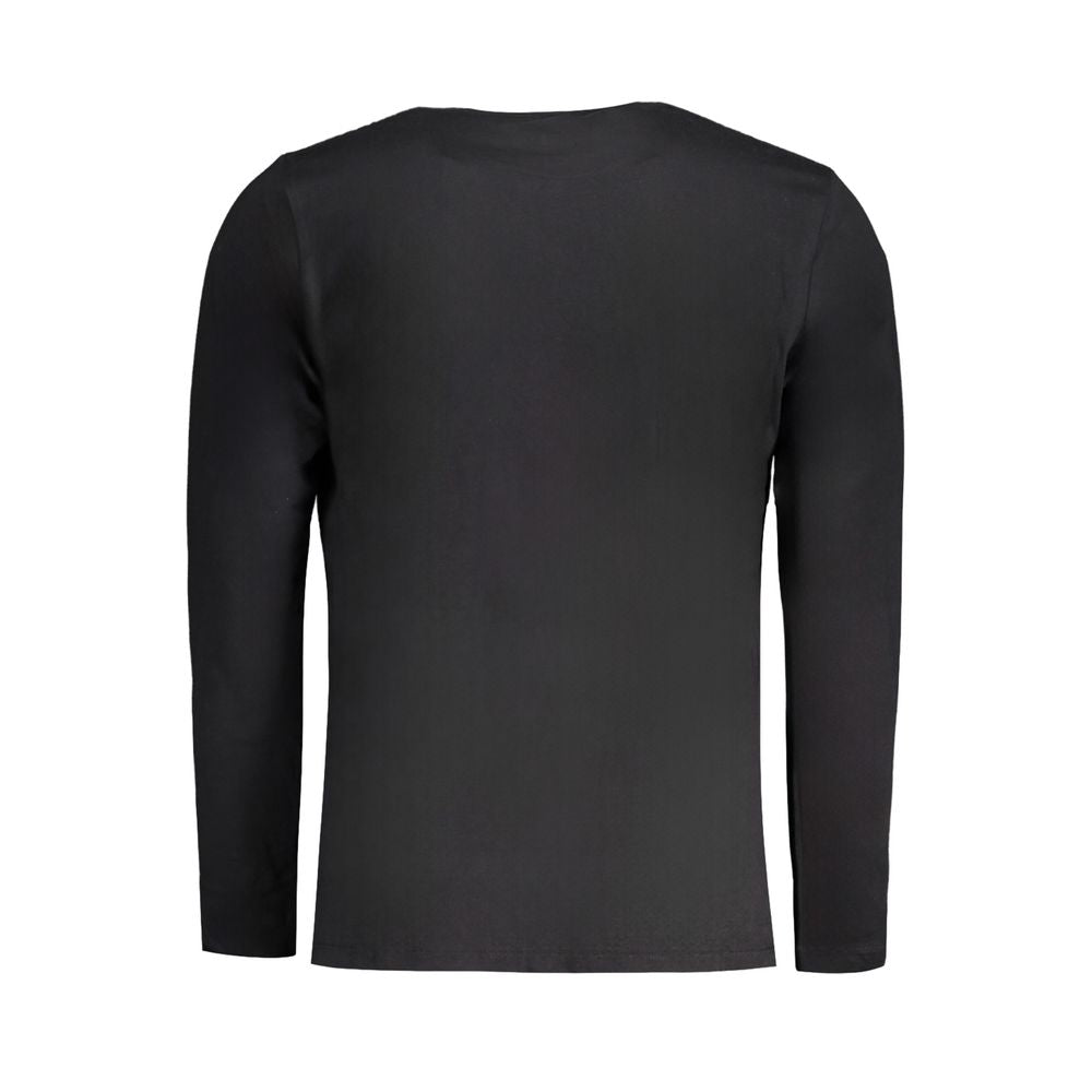 Pepe Jeans Black Cotton T-Shirt, long-sleeved, regular fit, crew neck, featuring logo, made from 100% sustainable cotton, back view.