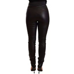 Dolce & Gabbana Black Leather Elastic Waist Trouser Pants