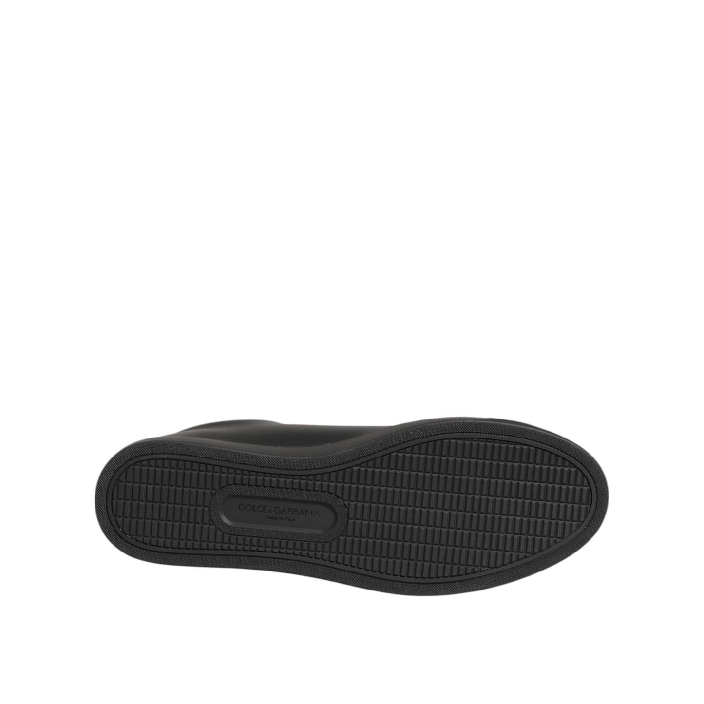 Dolce & Gabbana Black Leather Crystal Heart Sneakers Shoes