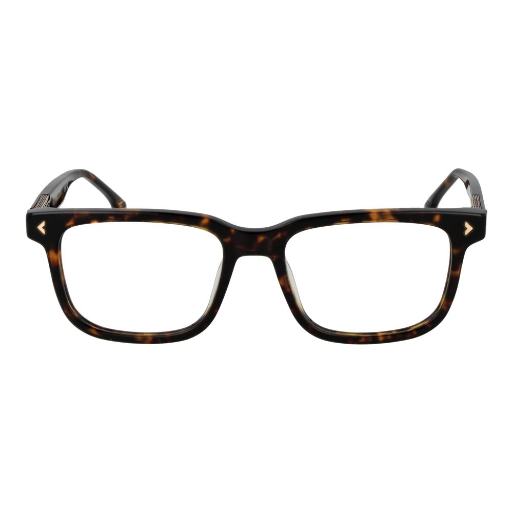Lozza Brown Men Glasses Frame in cellulose acetate, full-rim style with demo plastic lenses, rectangle shape, size 54-18-145.