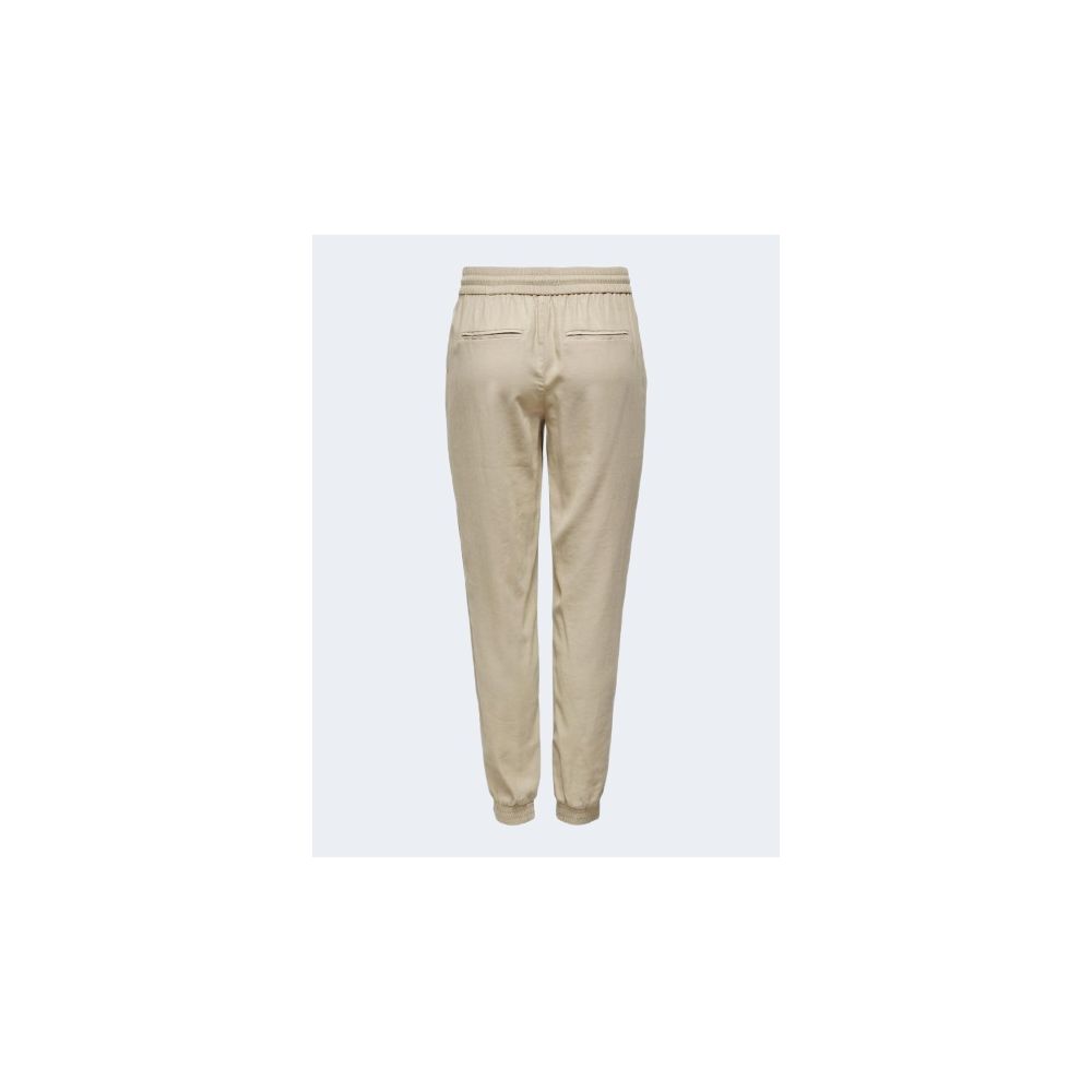 Only Beige Viscose Casual Pants with elastic cuffs for women, ideal for comfort and style, made from 92% viscose and 8% polyester.