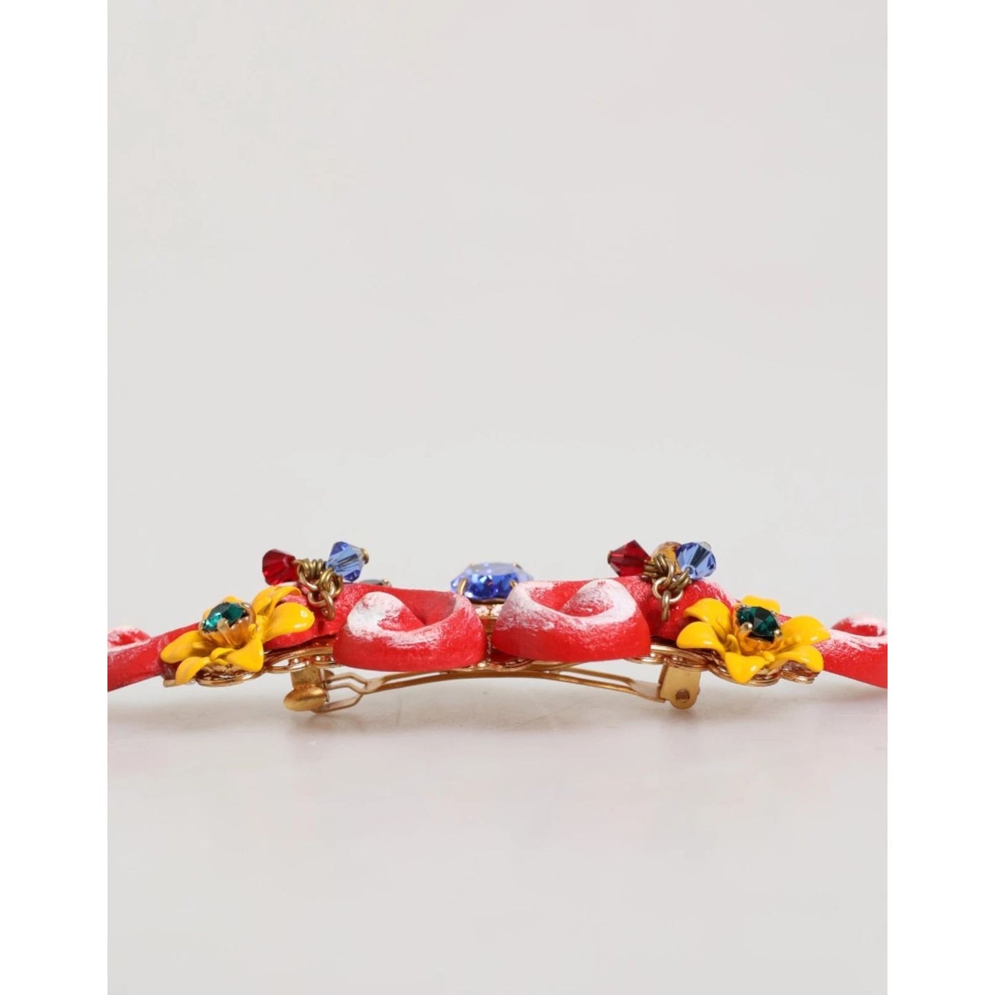 Dolce & Gabbana Multicolor Spring CARRETTO Gold Brass Crystal Hair Clip