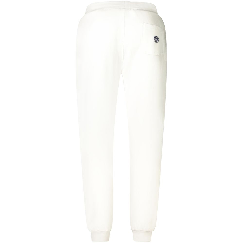 Back view of North Sails White Cotton Pant with ankle cuffs and logo detail.