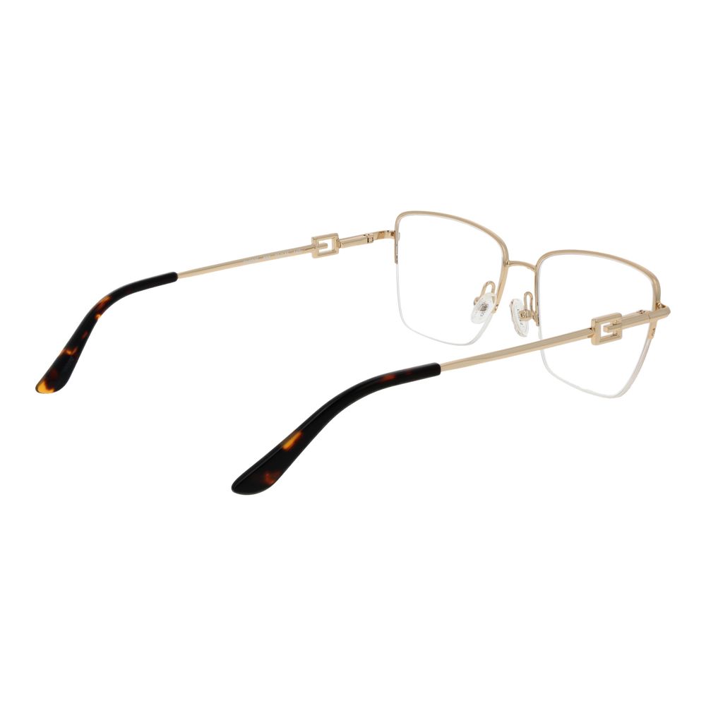 Guess Gold Metal Glasses (Frames) for women, gold half-rim metal frame, rectangle style, spring hinge, size 53-16-140 demo lenses.