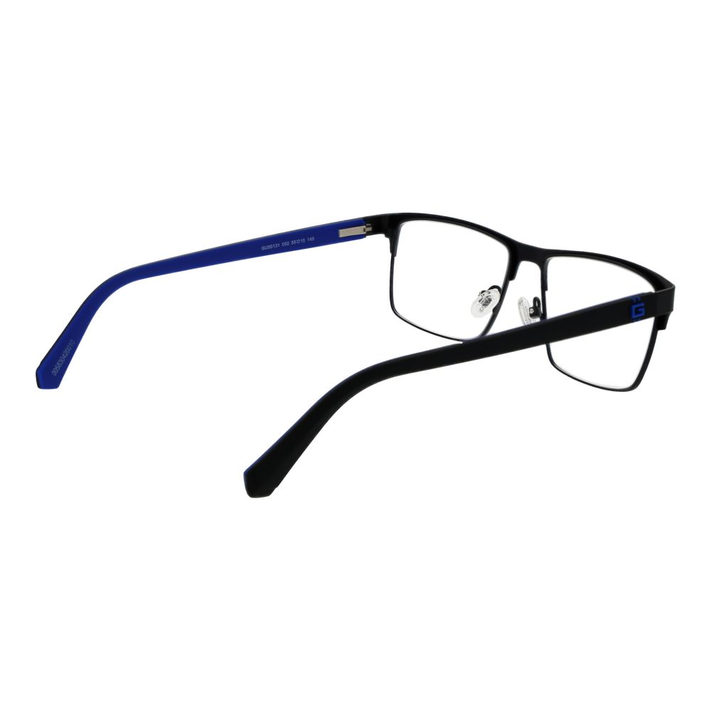 Guess Black Metal Glasses (Frames) for men, full-rim rectangle style with black metal frame and demo lenses, includes branded case.