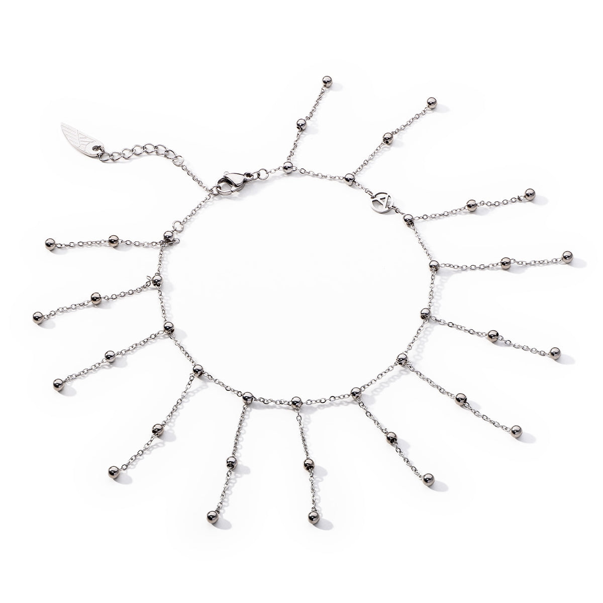 Elegant silver ankle bracelet from AN JEWELS JEWELRY Mod. AL.BANKLE07 with delicate bead accents