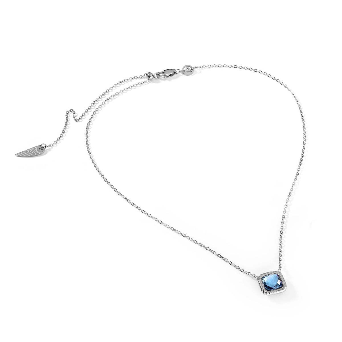 Elegant silver necklace with blue gemstone pendant, AN JEWELS JEWELRY Mod. AL.NMW07SBL