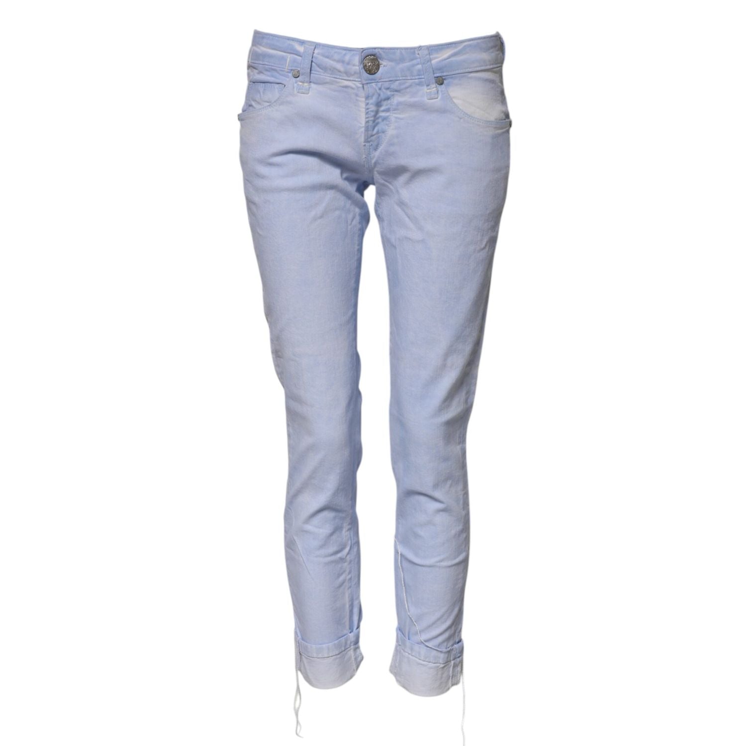Acht Light Blue Cotton Slim Fit Denim Low Waist Denim Jeans