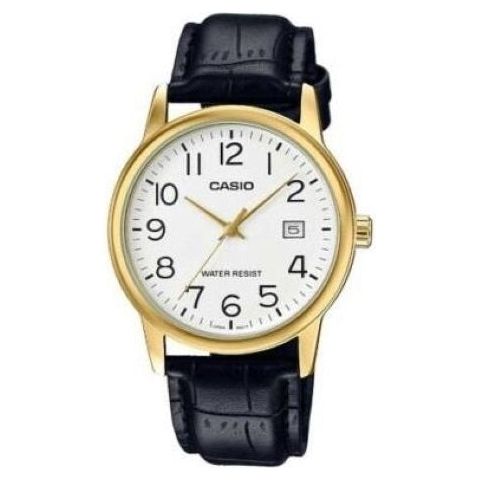CASIO COLLECTION Mod. DATE GOLD. LEATHER - WHITE WATCHES