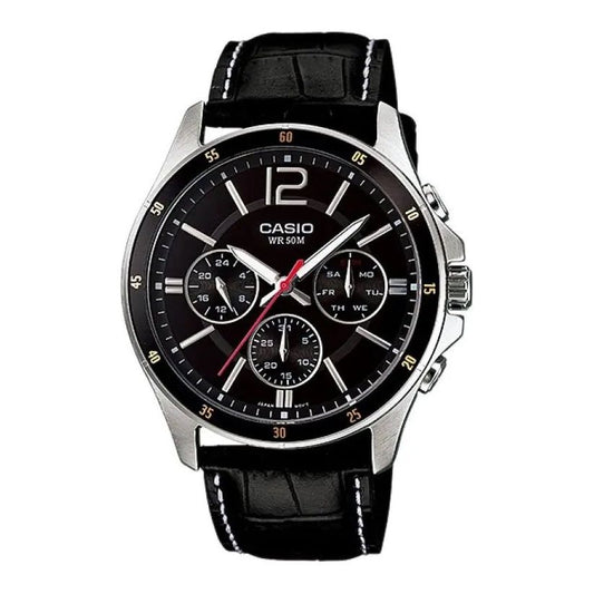 CASIO COLLECTION Mod. MULTIFUNCTION CALENDAR. LEATHER - BLACK WATCHES