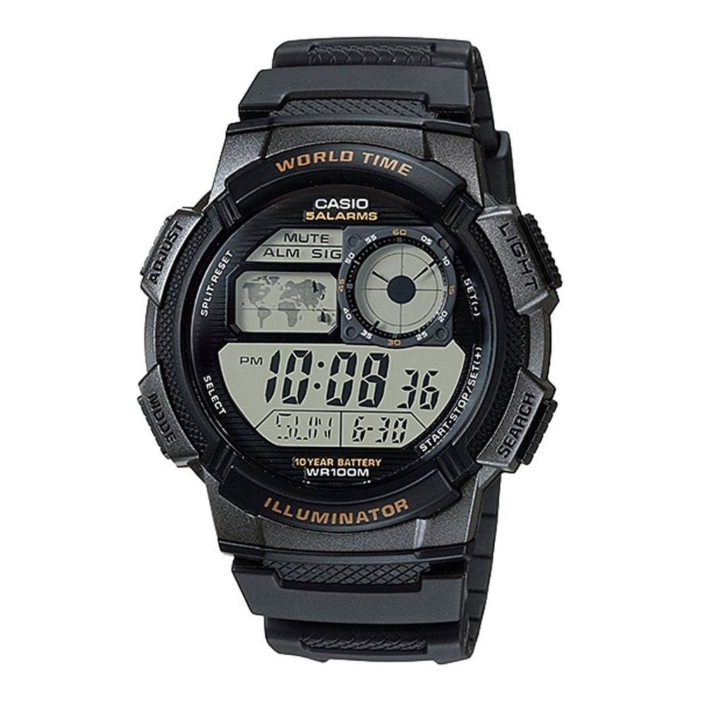 CASIO SPORT Mod. DIVER - WORLD TIME ILLUMINATOR 5 ALARMS. 10 YEARS BATTERY - BLACK