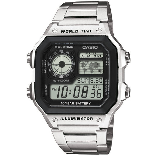 CASIO SPORT Mod. DIVER - WORLD TIME ILLUMINATOR 5 ALARMS - FUTURE CLASSIC COLLECTION - BLACK STEEL WATCHES