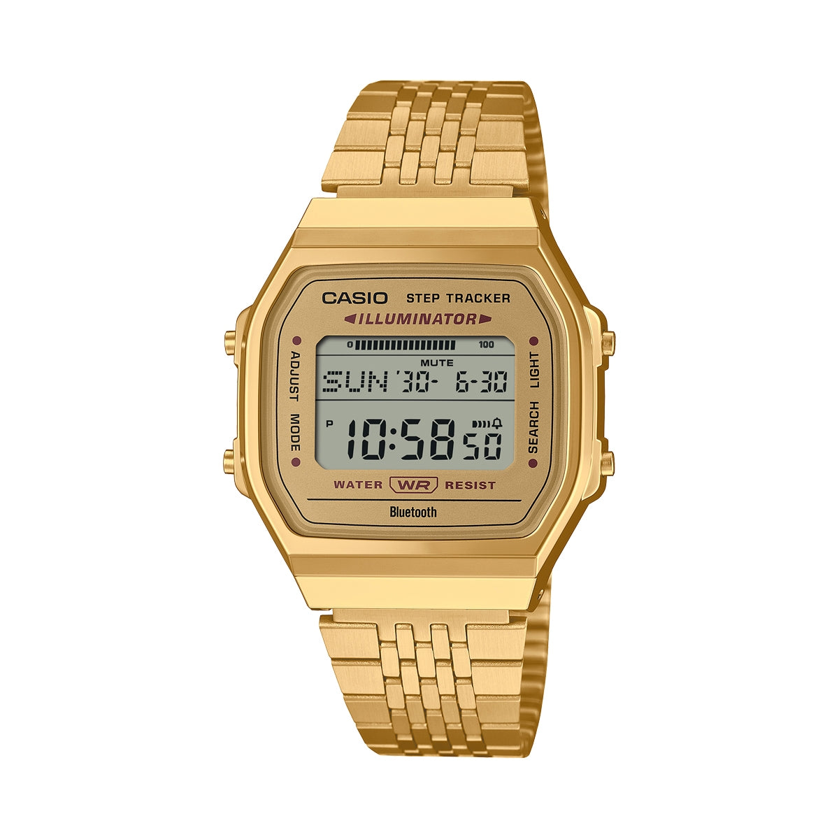 CASIO VINTAGE Mod. BLUETOOTH® SMARTPHONE LINK - GOLD - built-in accelerometer senses body movements + steps counter