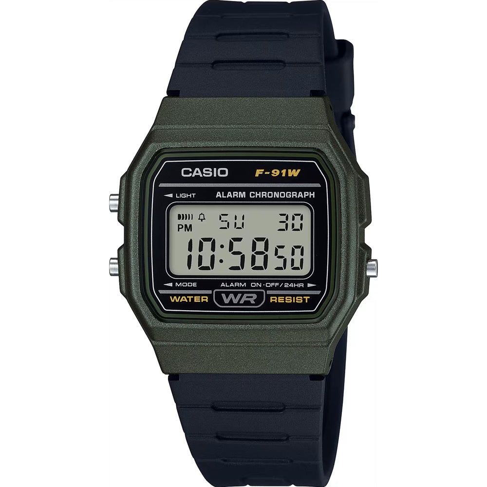 CASIO VINTAGE Mod. F-91 BIO RESIN STRAP - FOREST GREEN WATCHES