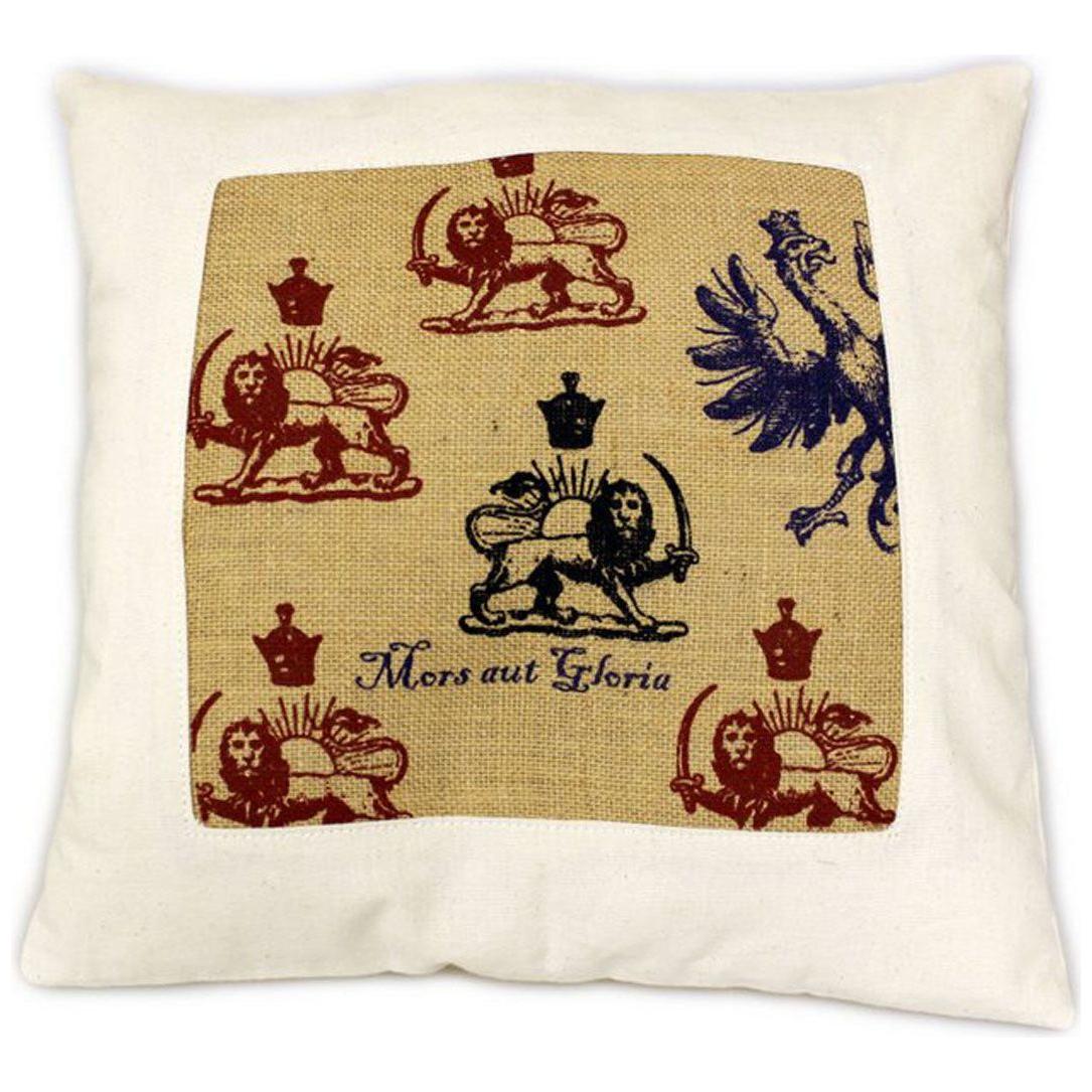 CUSCINI LETTERARI - Copricuscino in Juta lavata / Cotton pillow case e Juta lavata MORS AUT GLORIA - Size 40x40cm