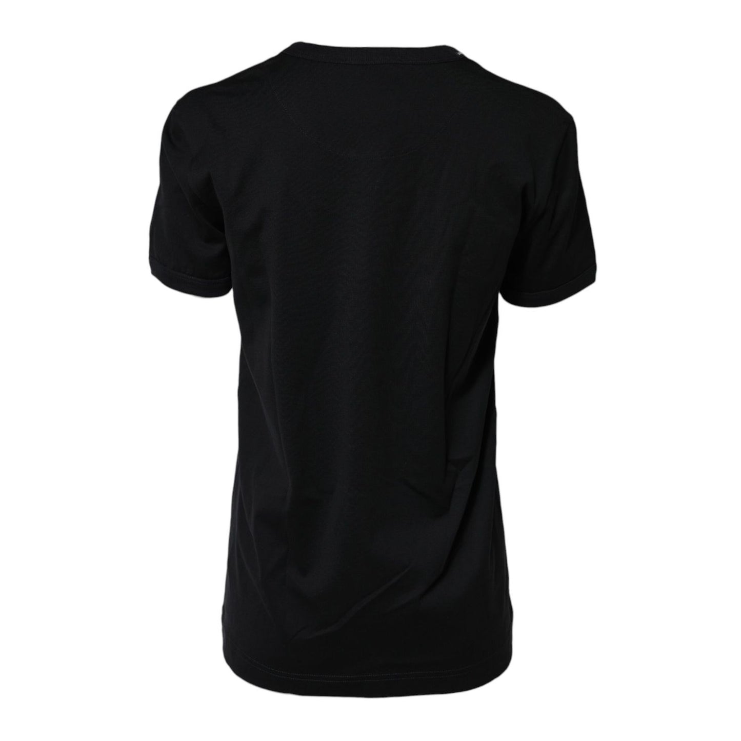 Dolce & Gabbana Black Cotton DG Print Short Sleeve Top T-shirt