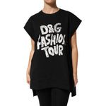 Dolce & Gabbana Black Cotton Sleeveless DG Fashion Top