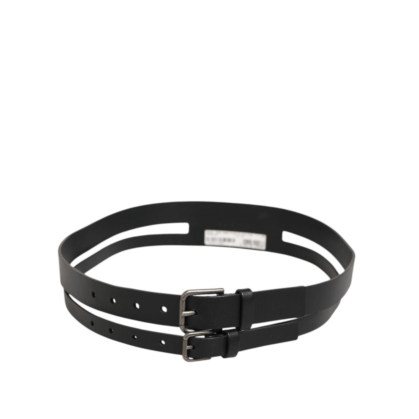 Dolce & Gabbana Black Double Strap Leather Buckle Men Belt