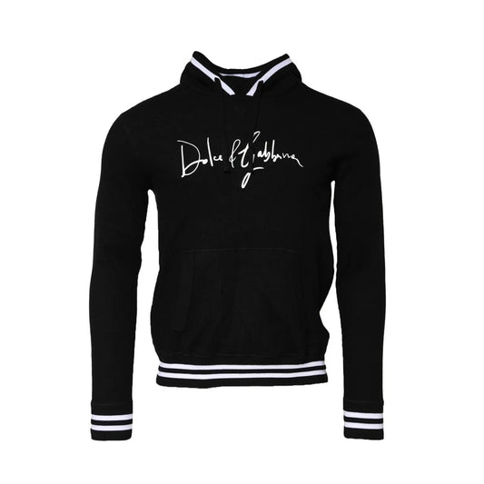 Dolce & Gabbana Black Hooded Logo Print Sweatshirt Sweater