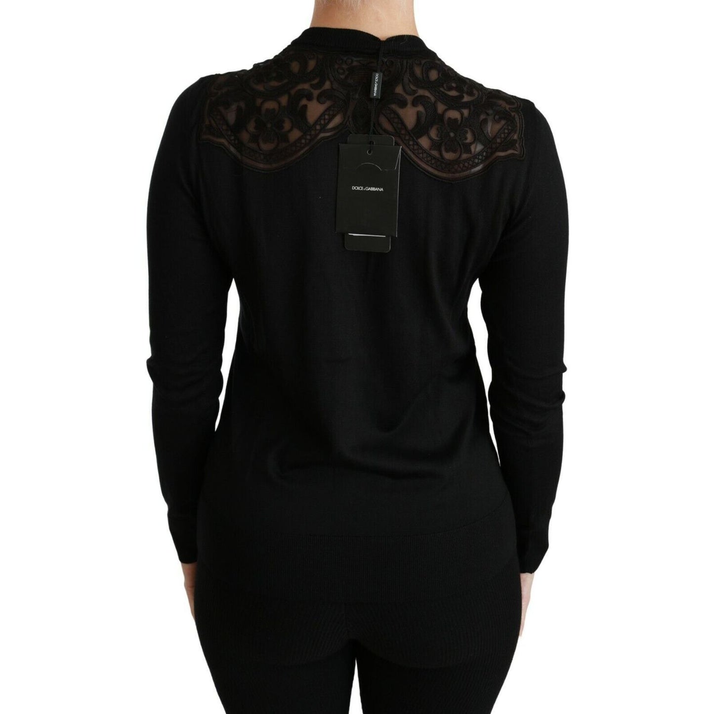 Dolce & Gabbana Black Lace Sweater Cardigan Sweater