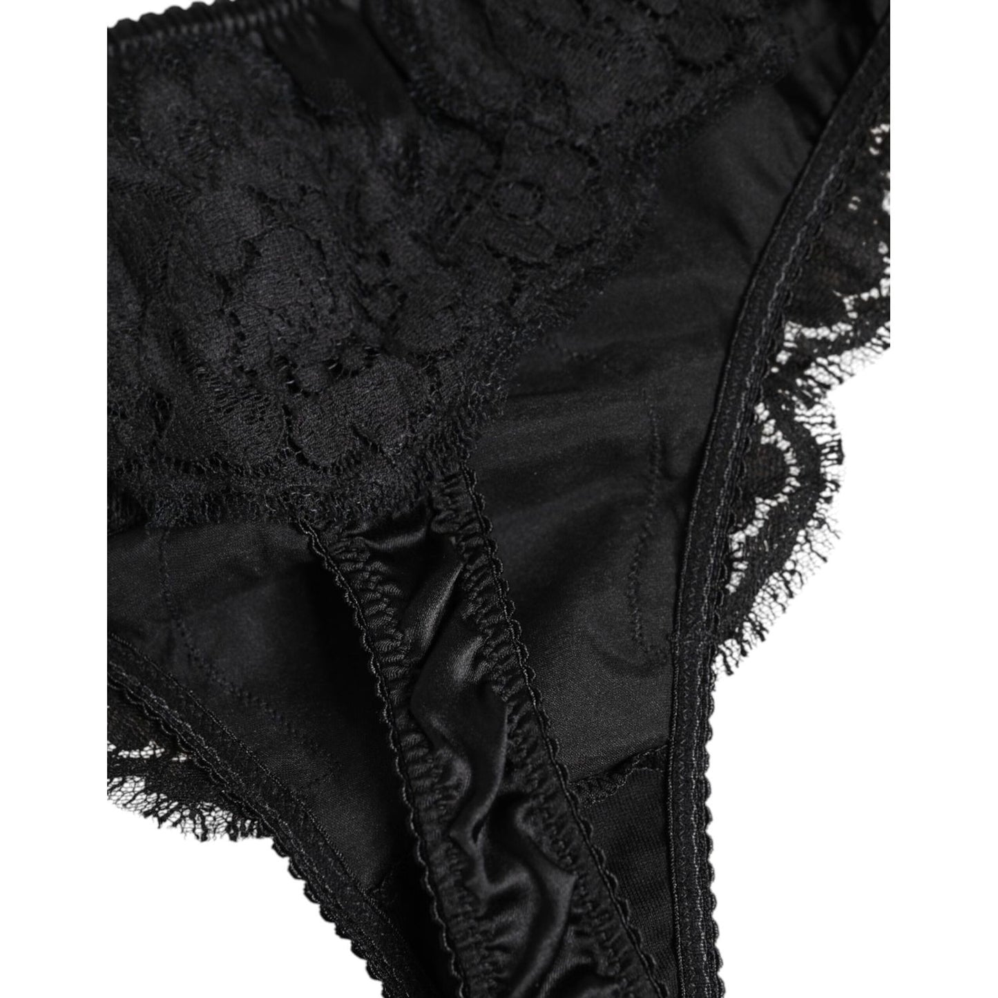 Dolce & Gabbana Black Silk Lace Stretch Bikini Panty Underwear