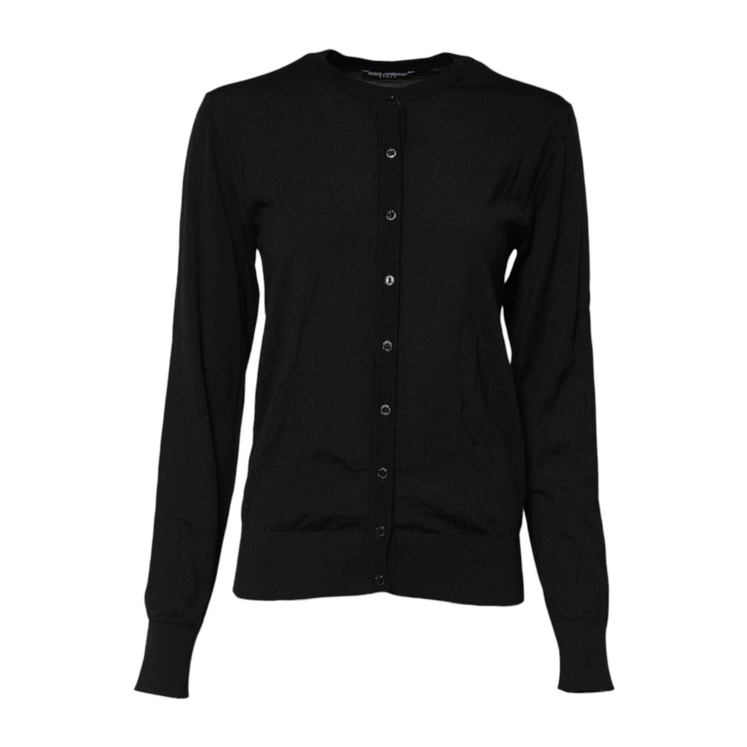 Dolce & Gabbana Black Wool Knit Round Neck Cardigan Sweater