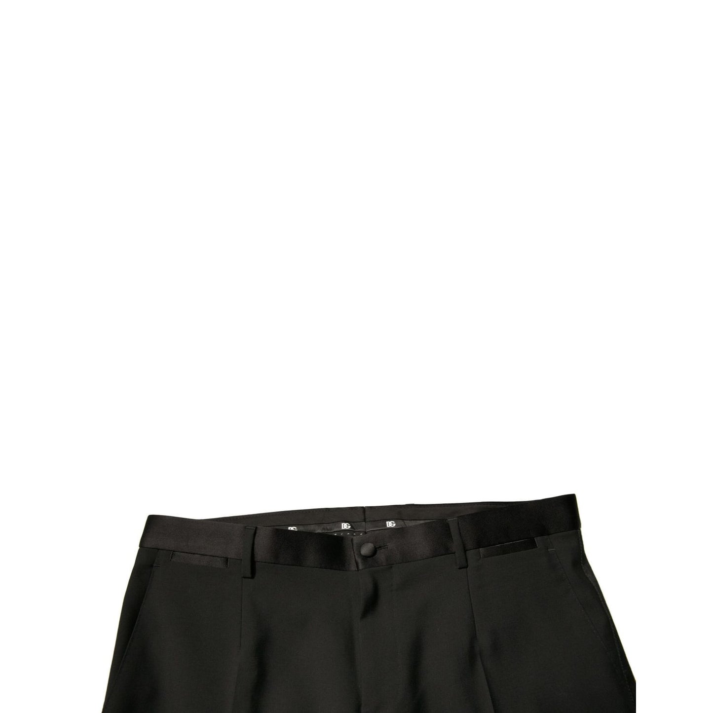Dolce & Gabbana Black Wool Tapered Formal Dress Pants