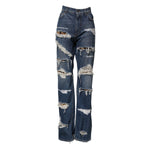 Dolce & Gabbana Blue Tattered Cotton Straight Denim Jeans
