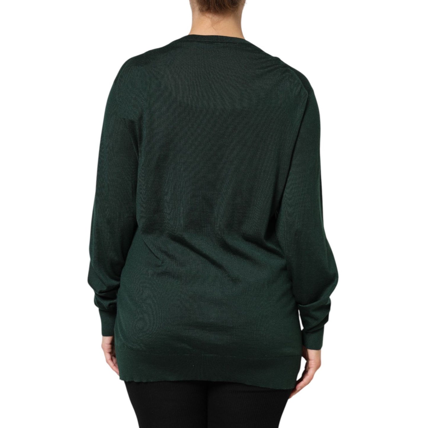 Dolce & Gabbana Dark Green Cashmere Silk Cardigan Sweater