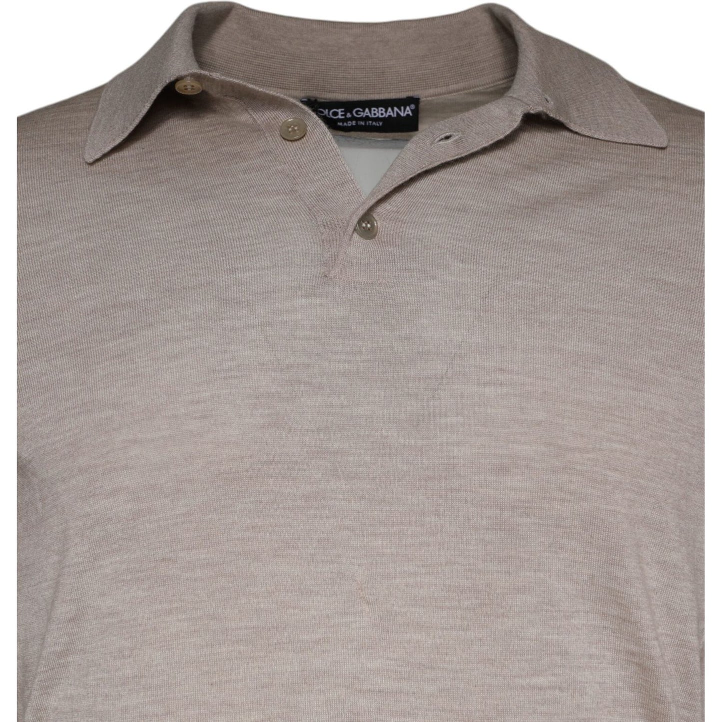Dolce & Gabbana Beige Cashmere Knit Collared Pullover Sweater TSH87012-48