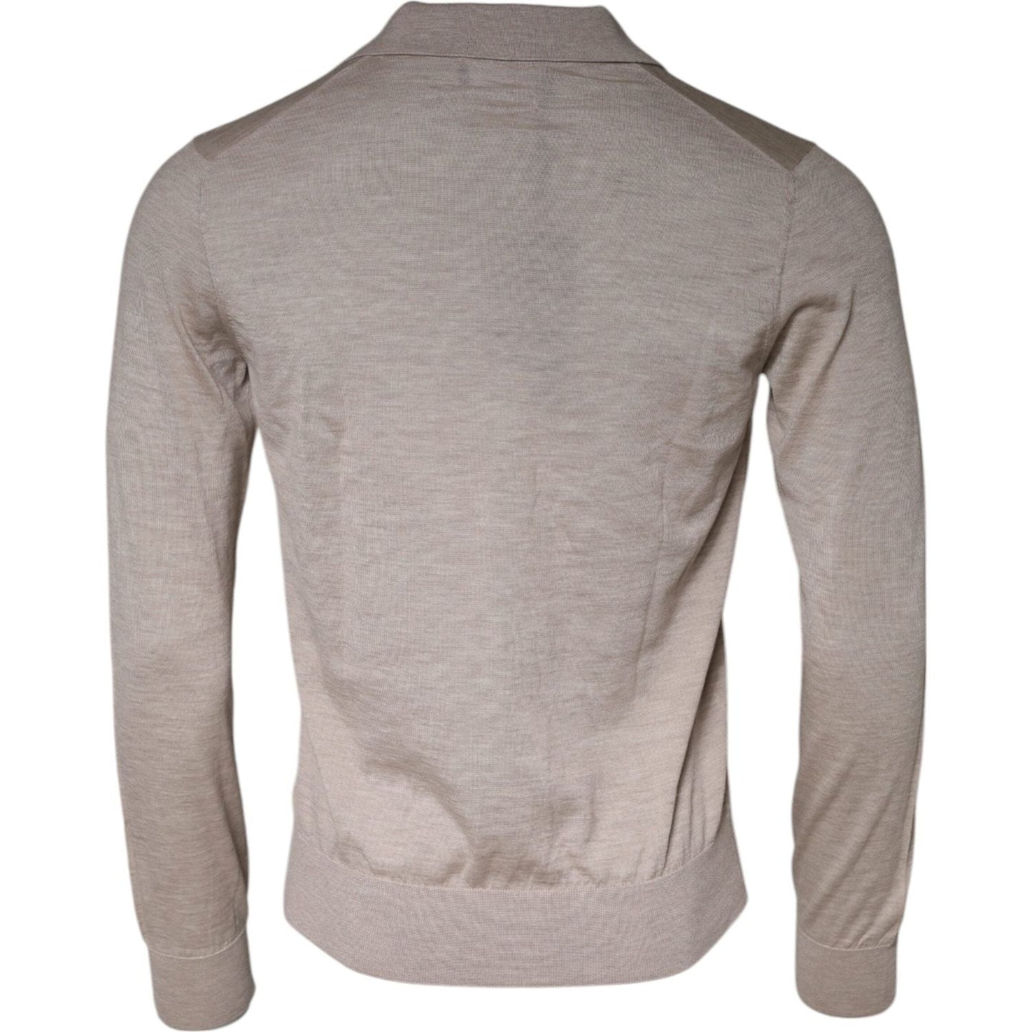 Dolce & Gabbana Beige Cashmere Knit Collared Pullover Sweater TSH87012-48