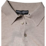 Dolce & Gabbana Beige Cashmere Knit Collared Pullover Sweater TSH87012-48