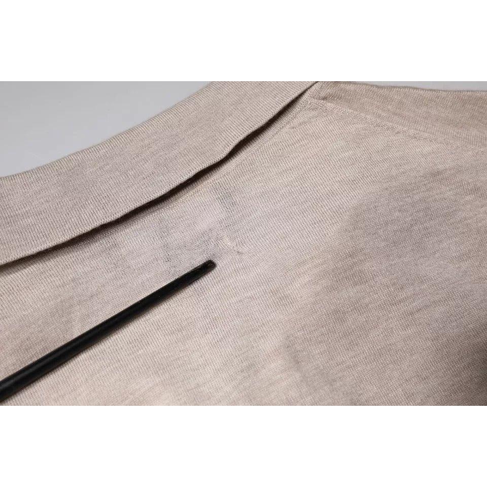 Dolce & Gabbana Beige Cashmere Knit Collared Pullover Sweater TSH87012-48