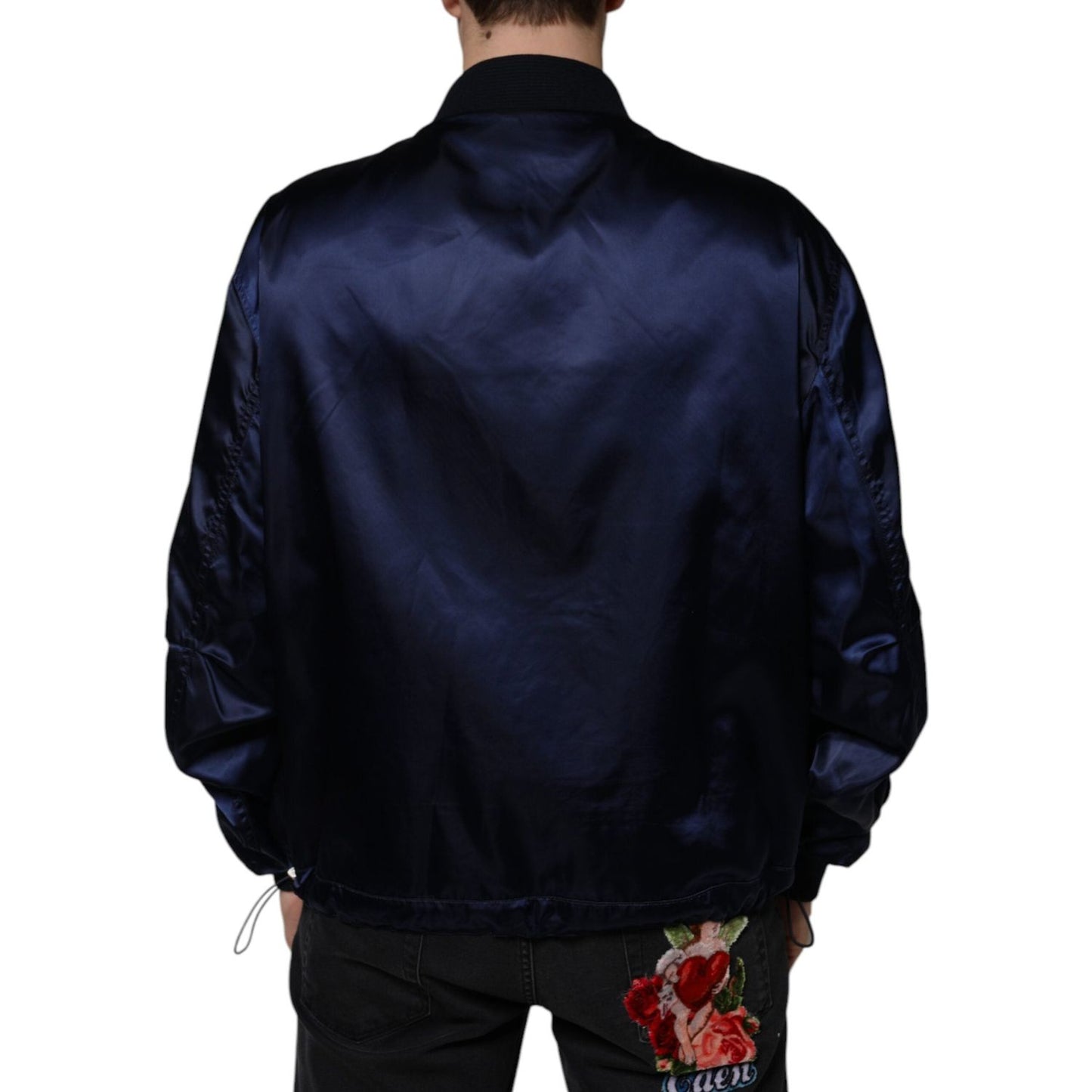 Dolce & Gabbana Blue Crown Heart Full Zip Men Bomber Jacket JKT3865-54