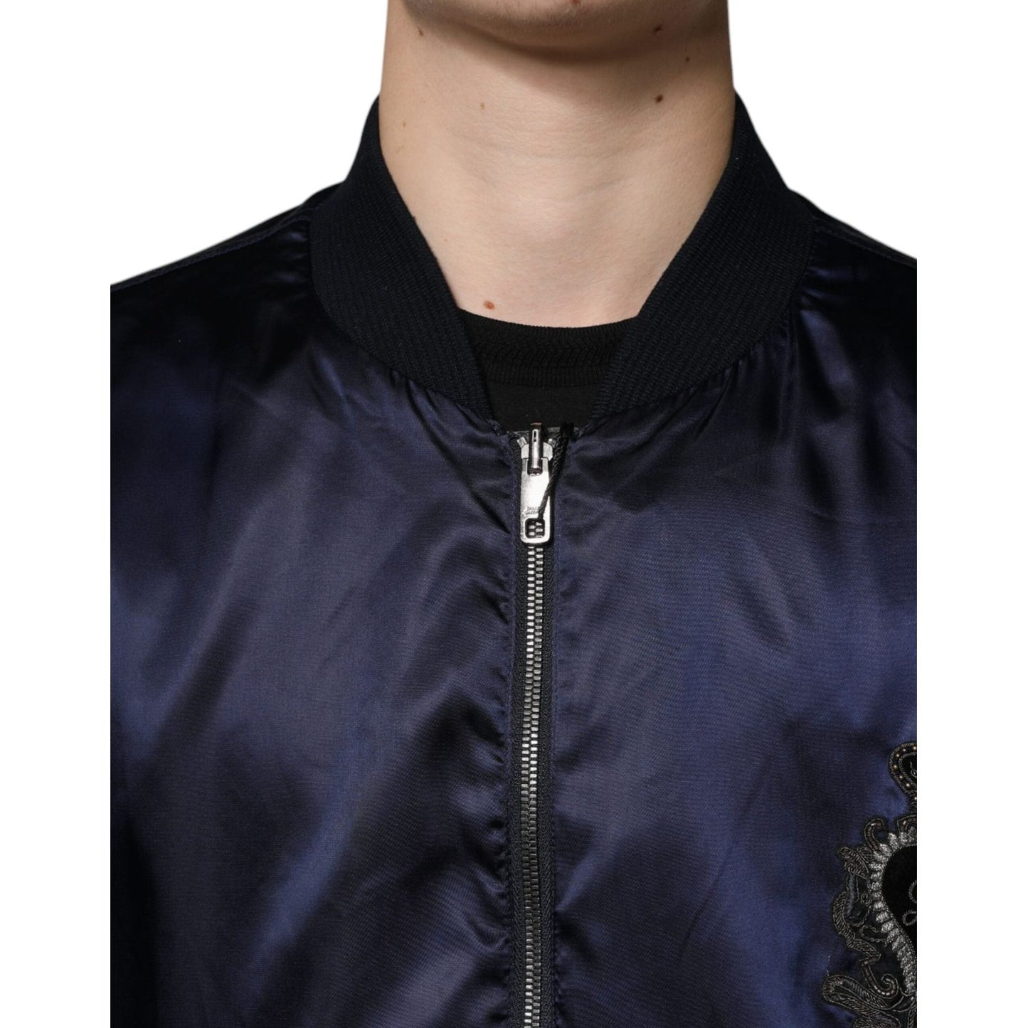 Dolce & Gabbana Blue Crown Heart Full Zip Men Bomber Jacket JKT3865-54