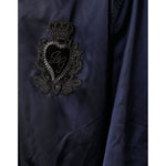 Dolce & Gabbana Blue Crown Heart Full Zip Men Bomber Jacket JKT3865-54