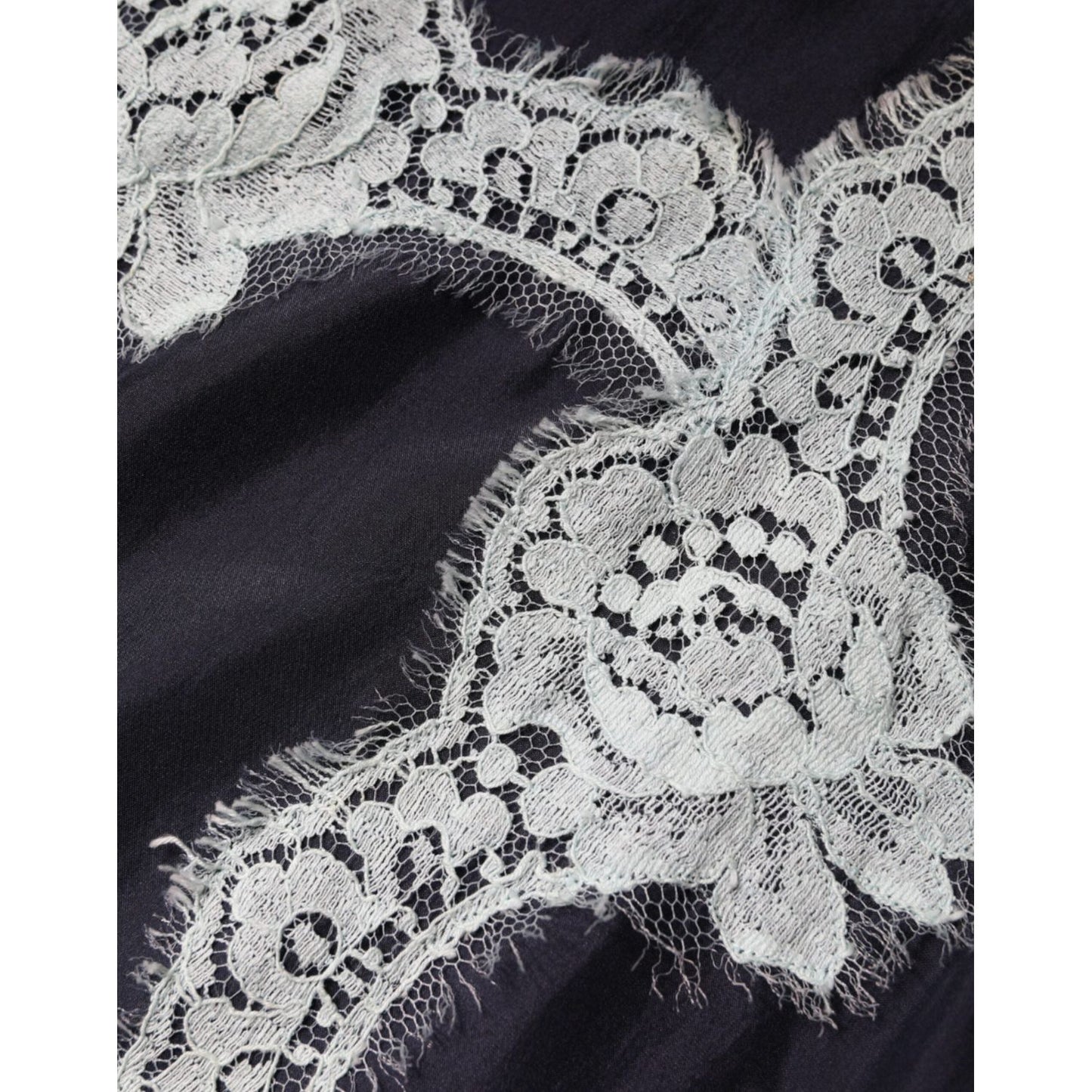 Dolce & Gabbana Blue Floral Lace Silk Sleeveless Tank Top TSH86538-48