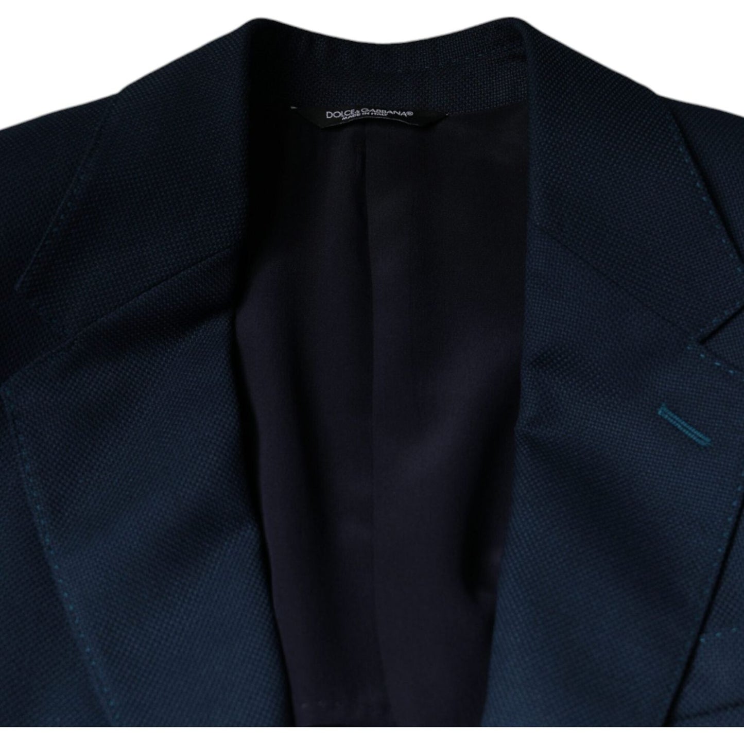 Dolce & Gabbana Blue Wool Logo Single Breasted Coat Blazer JKT4074-44